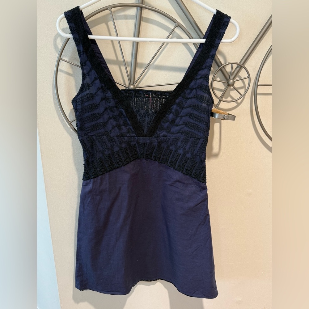 Free People Black and Navy Mini Dress, Lace, Bohemian, Size 2